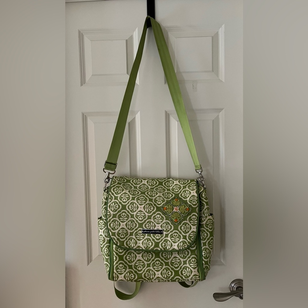 Petunia Pickle Bottom Boxy Backpack Diaper Bag Crossbody option bohemian green